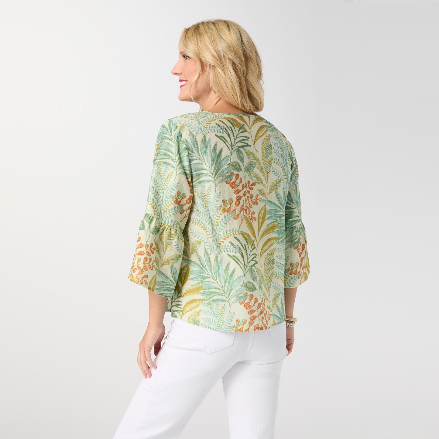 Kamila 3/4 Sleeve Button Front Top - Final Sale