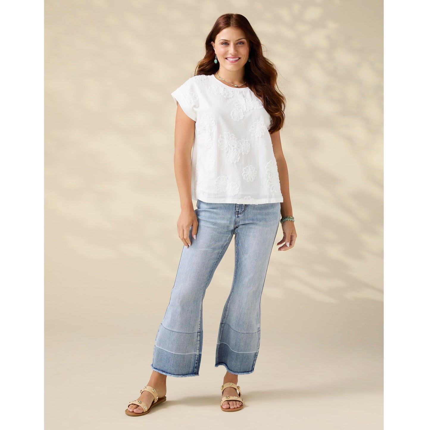 Reese Cap Sleeve Floral Applique Top - Final Sale
