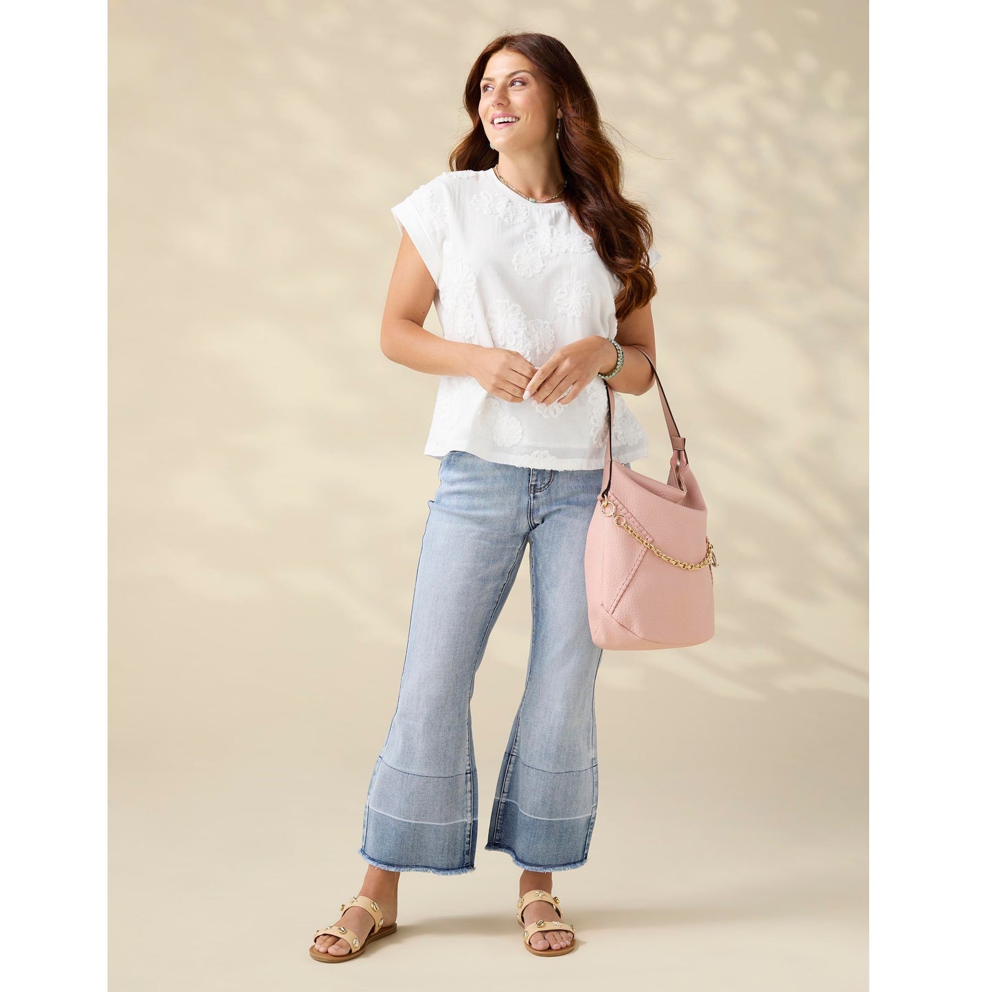 Reese Cap Sleeve Floral Applique Top - Final Sale