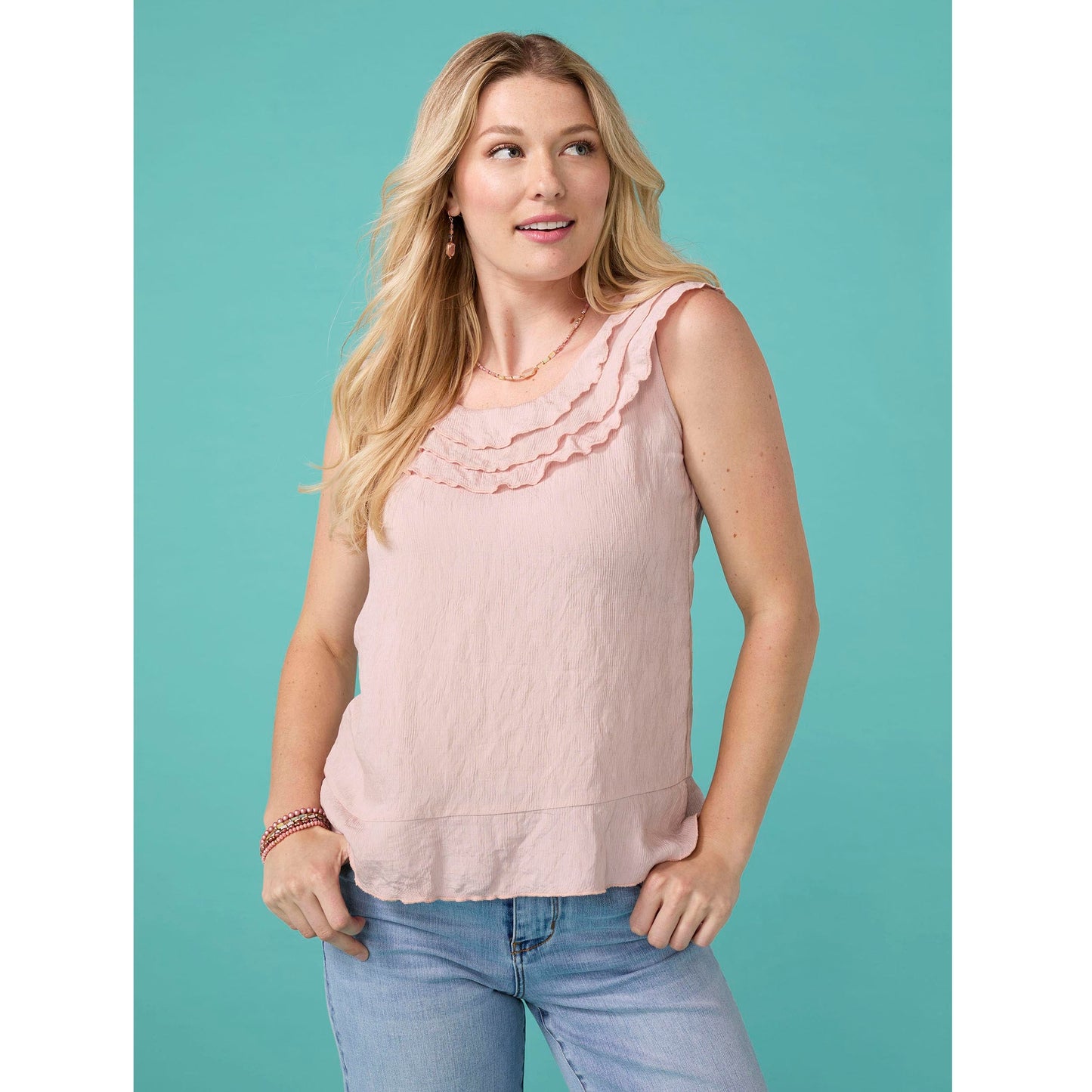 Greer Ruffle Neck Tank - Final Sale