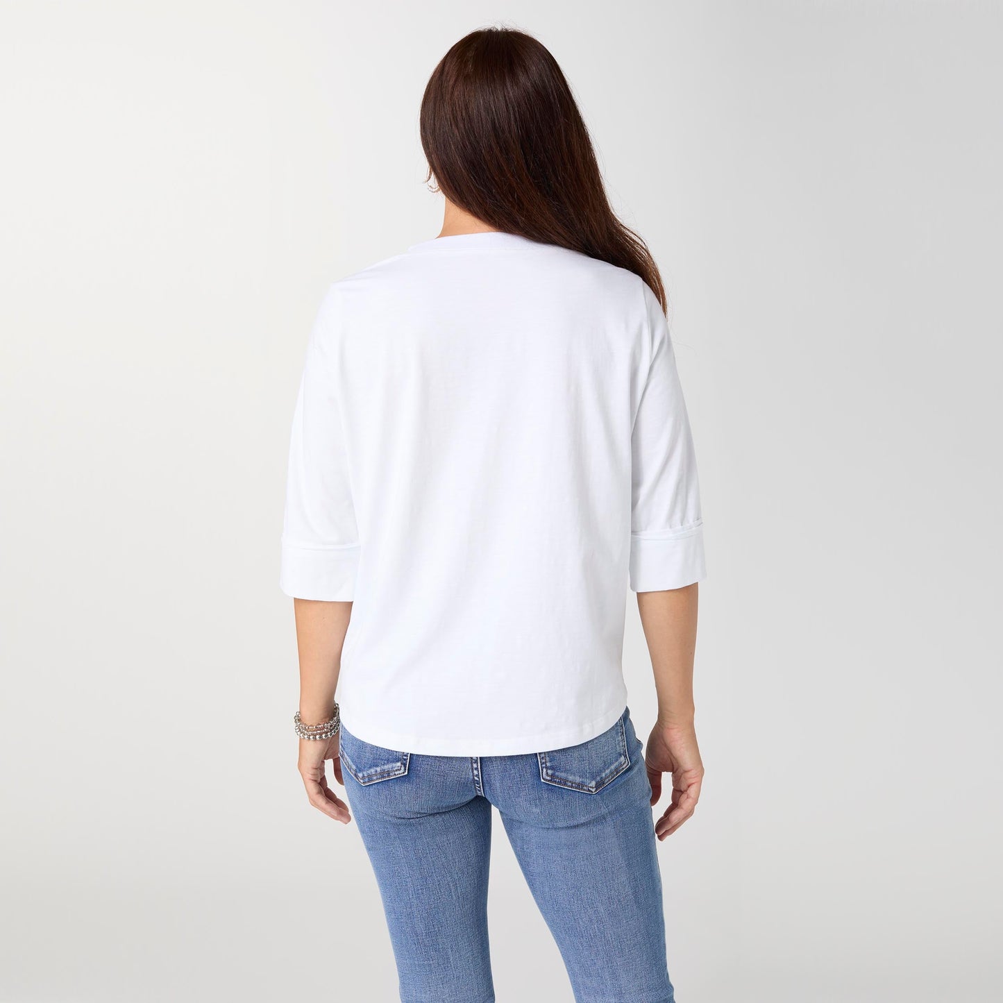 Saylor Notch Neck Elbow Sleeve Top - Final Sale