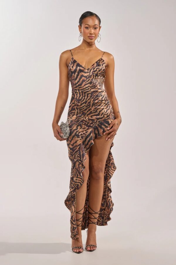 Styleuxe Women's Animal Print Satin Maxi Dress