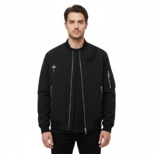Men’s Casual Aviator Jacket with Cross Detail