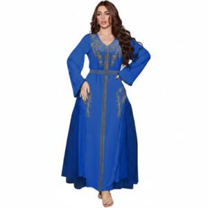 Women’s Elegant Beaded Oriental-Style Maxi Dress
